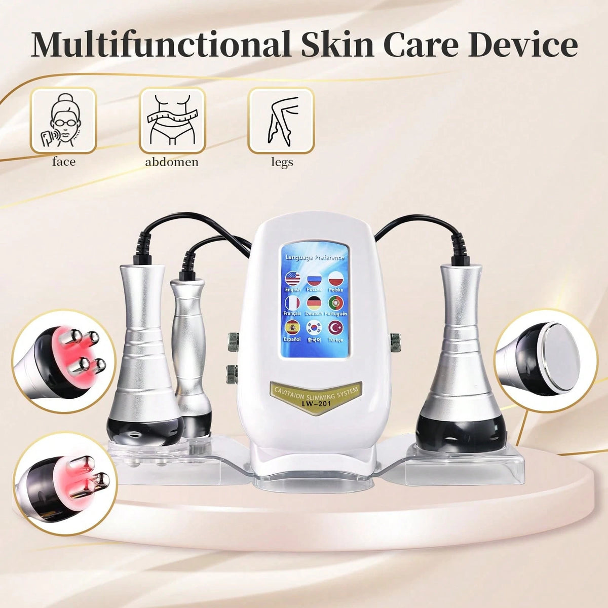 HanTai Spa RF Radiofrequency Medical Multifunctional Device, 3 In 1 RF Radio Frequency 40K Cavitation Body Slimming, Mini Vaceum Cavitation Machine For Skin Care Body Fat Removal