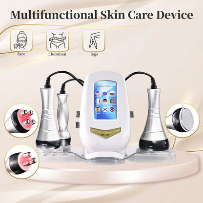 HanTai Spa RF Radiofrequency Medical Multifunctional Device, 3 In 1 RF Radio Frequency 40K Cavitation Body Slimming, Mini Vaceum Cavitation Machine For Skin Care Body Fat Removal