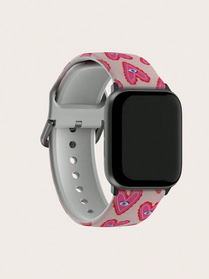 Heart Eyes Silicone Watch Band Compatible With Apple Watch 38mm 40mm 41mm 42mm 44mm 45mm 49mm, Fits Apple Watch Series Ultra/SE/8/7/6/5/4/3/2/1, Unisex Fashion Accessory