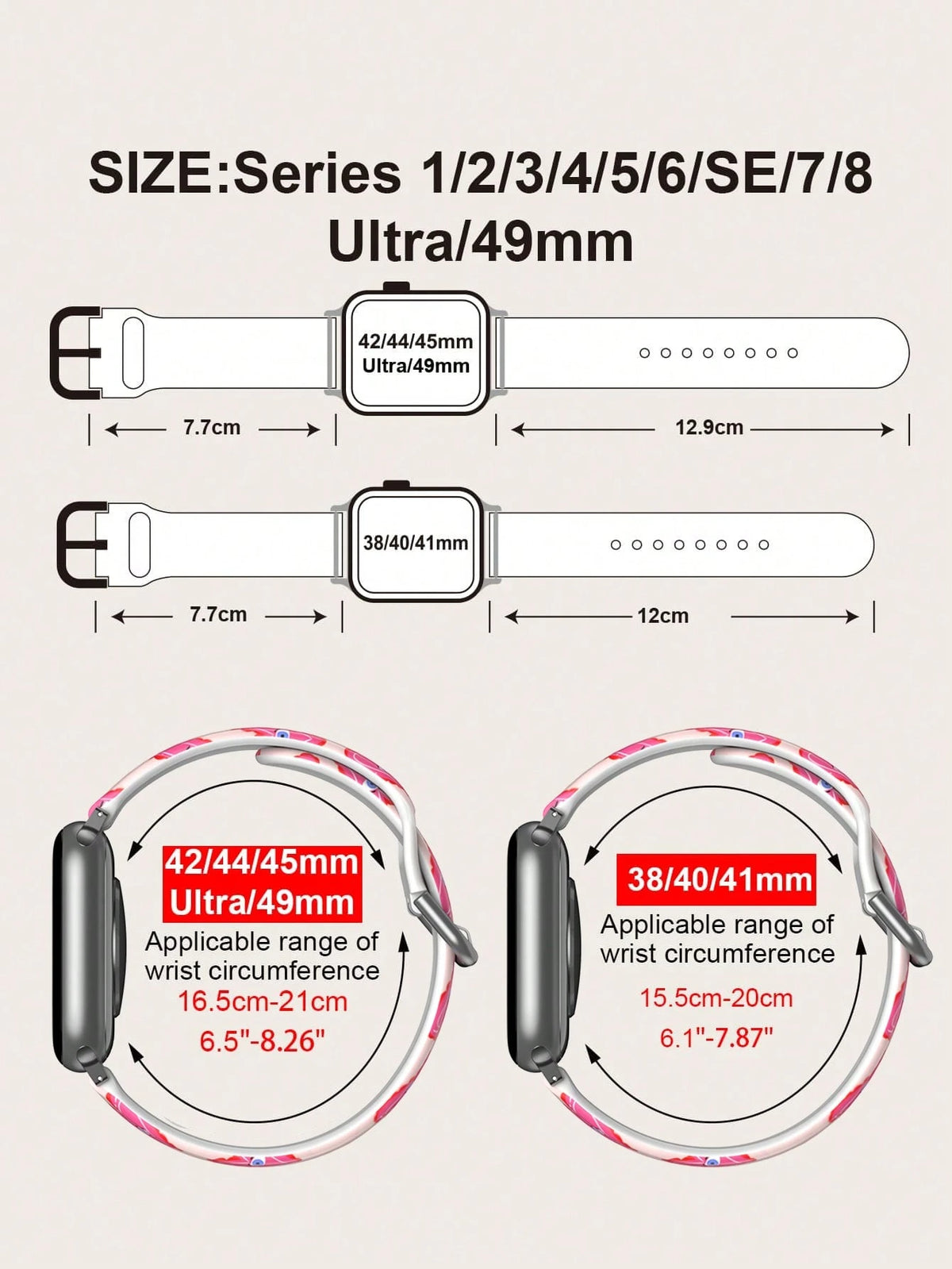 Heart Eyes Silicone Watch Band Compatible With Apple Watch 38mm 40mm 41mm 42mm 44mm 45mm 49mm, Fits Apple Watch Series Ultra/SE/8/7/6/5/4/3/2/1, Unisex Fashion Accessory