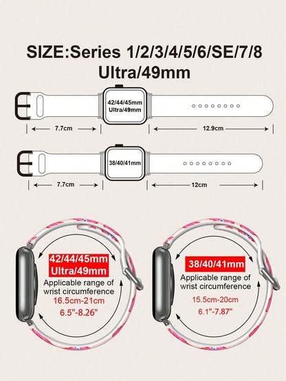 Heart Eyes Silicone Watch Band Compatible With Apple Watch 38mm 40mm 41mm 42mm 44mm 45mm 49mm, Fits Apple Watch Series Ultra/SE/8/7/6/5/4/3/2/1, Unisex Fashion Accessory