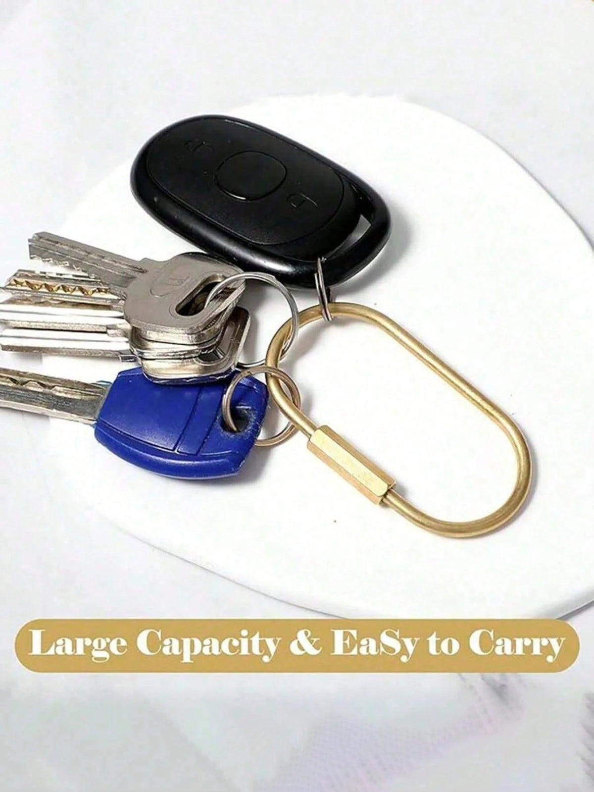 Heavy Duty Brass Screw Lock Keychain- Solid Brass Keyring With Screw Lock Carabiner, Key Chain, And Bag Charm; Minimalist Metal Keyring Suitable For Car Keys, House Keys, Backpack Keys, Wallet Keys