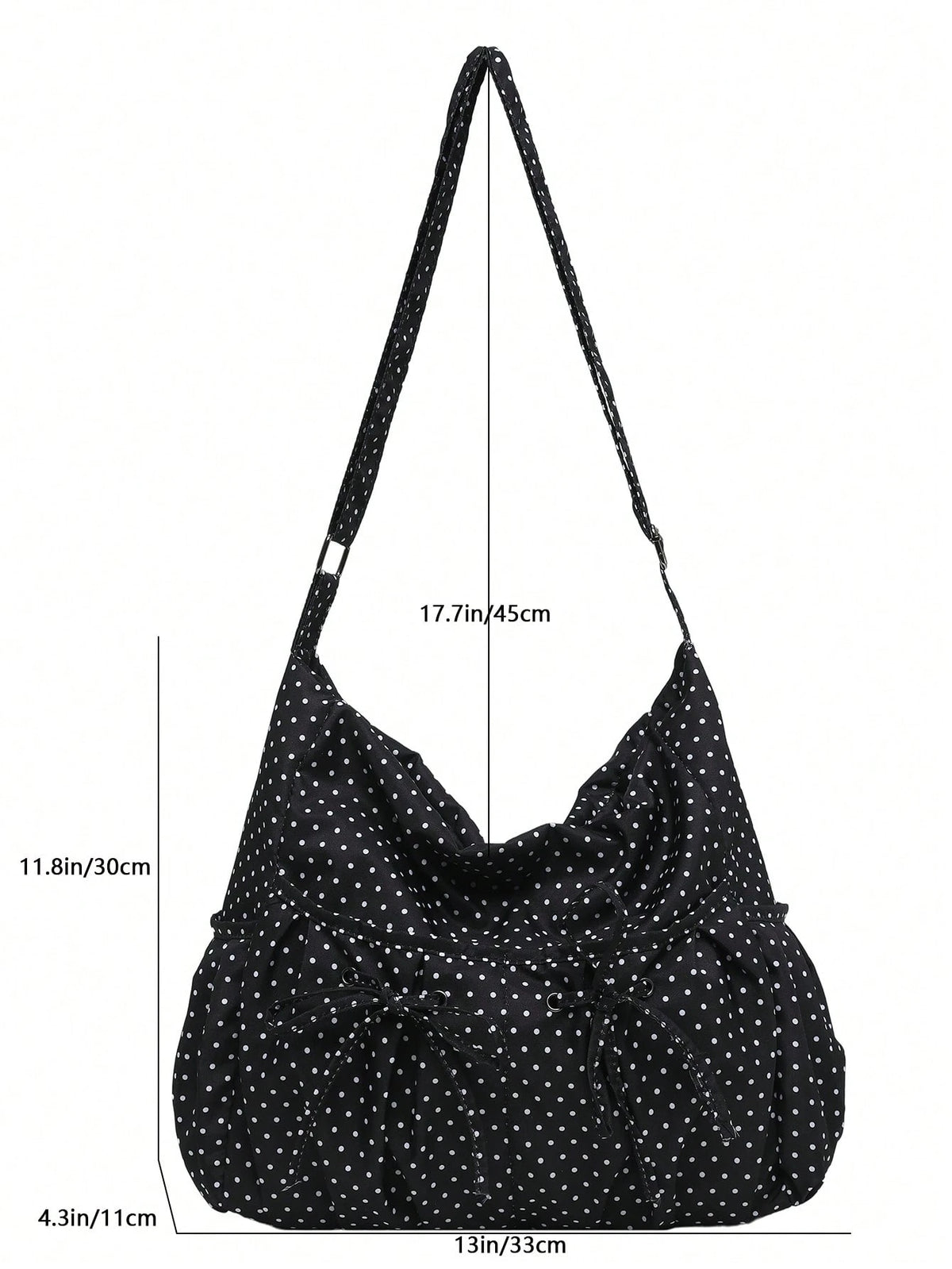 Hevel, 1pc New Polka Dot Pattern Large Capacity Crossbody Bag, Fashionable Adjustable Shoulder Strap Women's One Shoulder Bag, Multiple Pockets With Bow Decor, Suitable For Daily Use, Shopping, Dating