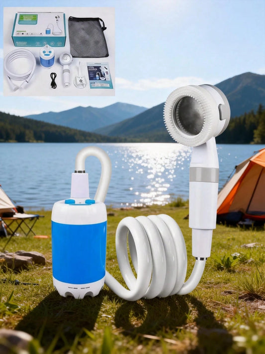 High Pressure Portable Shower – USB-C Rechargeable Camp Shower Pump With 2 Flow Modes| Compact, Powerful For Outdoor, Travel & Emergency