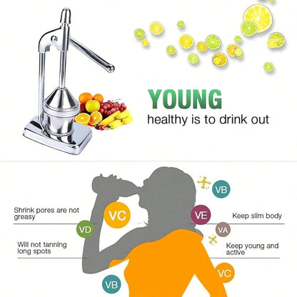Home Basics Stainless Steel Manual Juicer, Stainless Steel Lemon Squeezer For Bar Kitchen, Heavy Duty Countertop Lime Citrus Crush Machine For Fresh Lemonade Orange Juice, Stable Structure, Fast And E