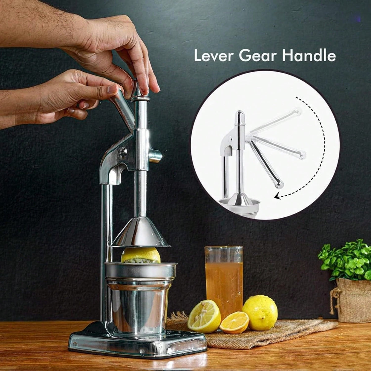 Home Basics Stainless Steel Manual Juicer, Stainless Steel Lemon Squeezer For Bar Kitchen, Heavy Duty Countertop Lime Citrus Crush Machine For Fresh Lemonade Orange Juice, Stable Structure, Fast And E