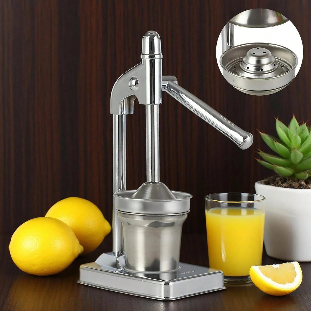 Home Basics Stainless Steel Manual Juicer, Stainless Steel Lemon Squeezer For Bar Kitchen, Heavy Duty Countertop Lime Citrus Crush Machine For Fresh Lemonade Orange Juice, Stable Structure, Fast And E