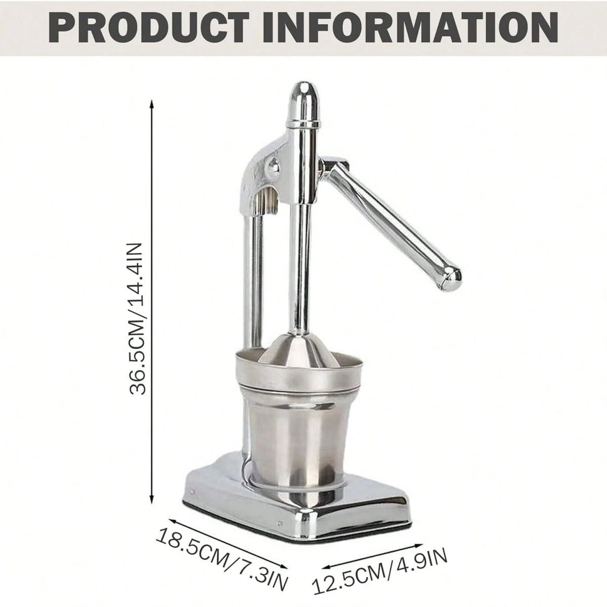 Home Basics Stainless Steel Manual Juicer, Stainless Steel Lemon Squeezer For Bar Kitchen, Heavy Duty Countertop Lime Citrus Crush Machine For Fresh Lemonade Orange Juice, Stable Structure, Fast And E
