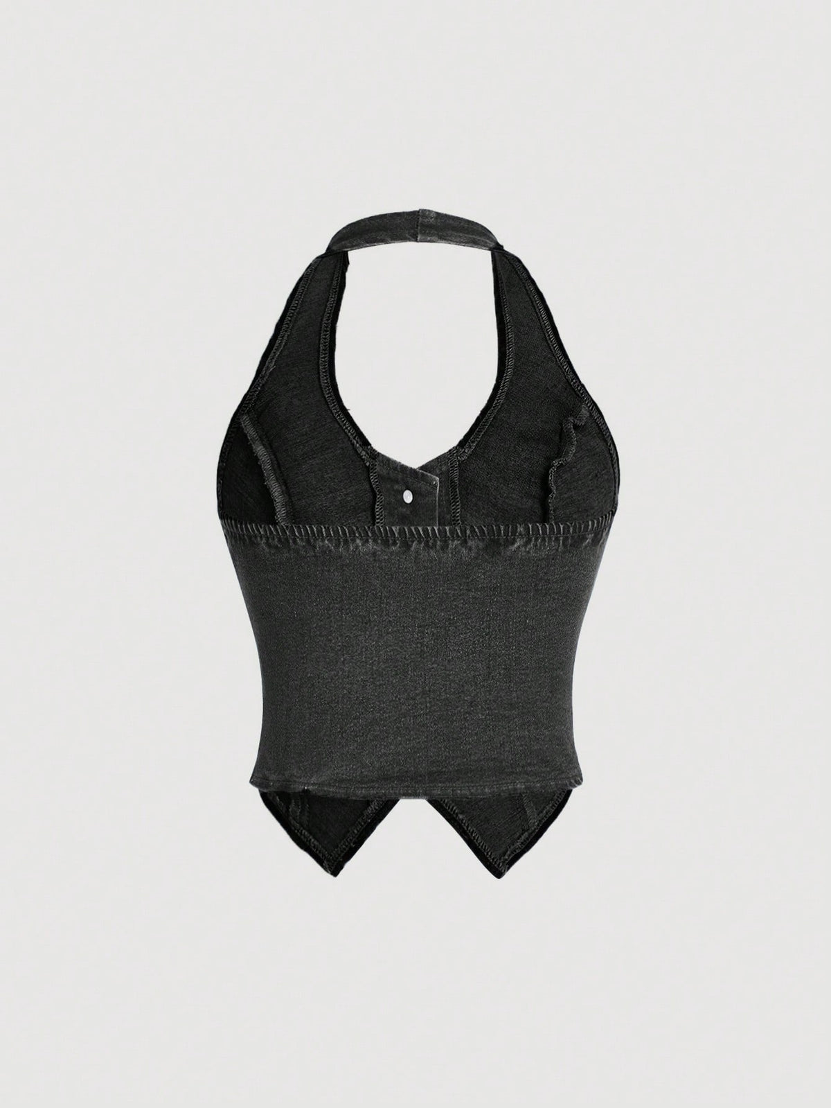 ICON Y2K Blue Elastic Cropped Backless Halter Denim Vest Top Summer Tops For Women Going Out Tops Women