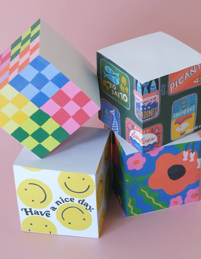 Idlewild Co. Sticky Note Cube - Rainbow Check