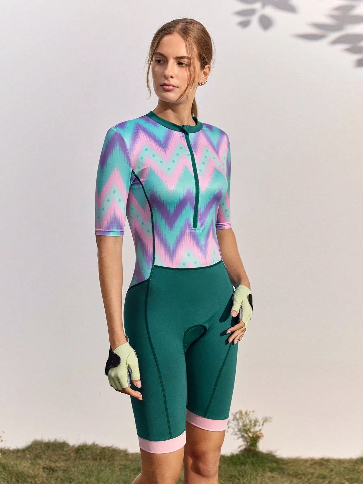 In My Nature Women's Colorblock Casual Daily Outdoor Sports Cycling Romper