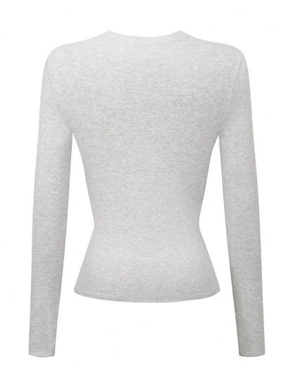 INAWLY 3-Piece Set Women's Solid Color Long Sleeve Crew Neck T-Shirts Fall Cloth For Women