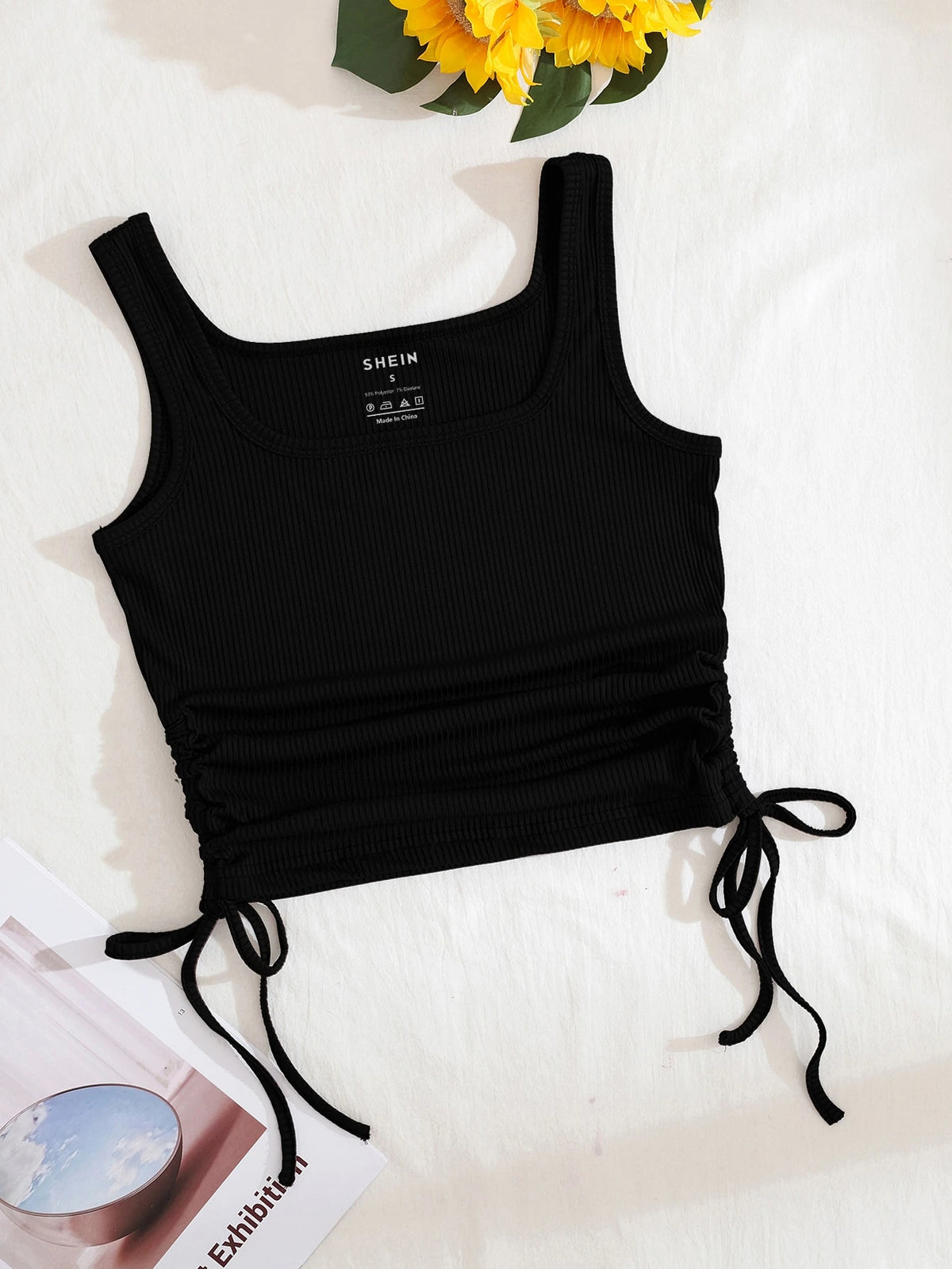 INAWLY Drawstring Side Crop Tank Top