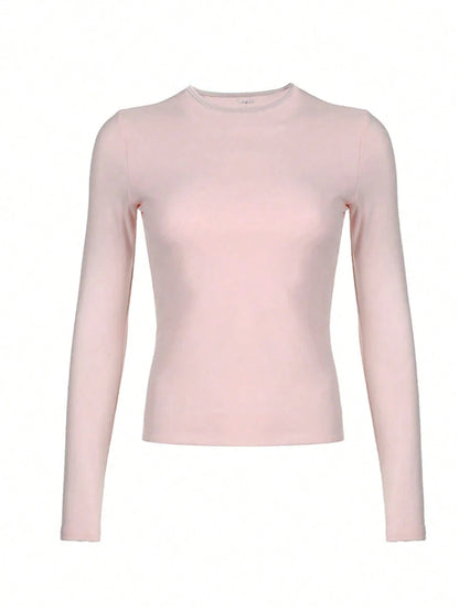 INAWLY Grey,Fall Winter,Casual,Everyday Simple Slim-Fitting Long-Sleeved Women Summer Style,Comfortable Versatile Daily Wear For School,Shopping &