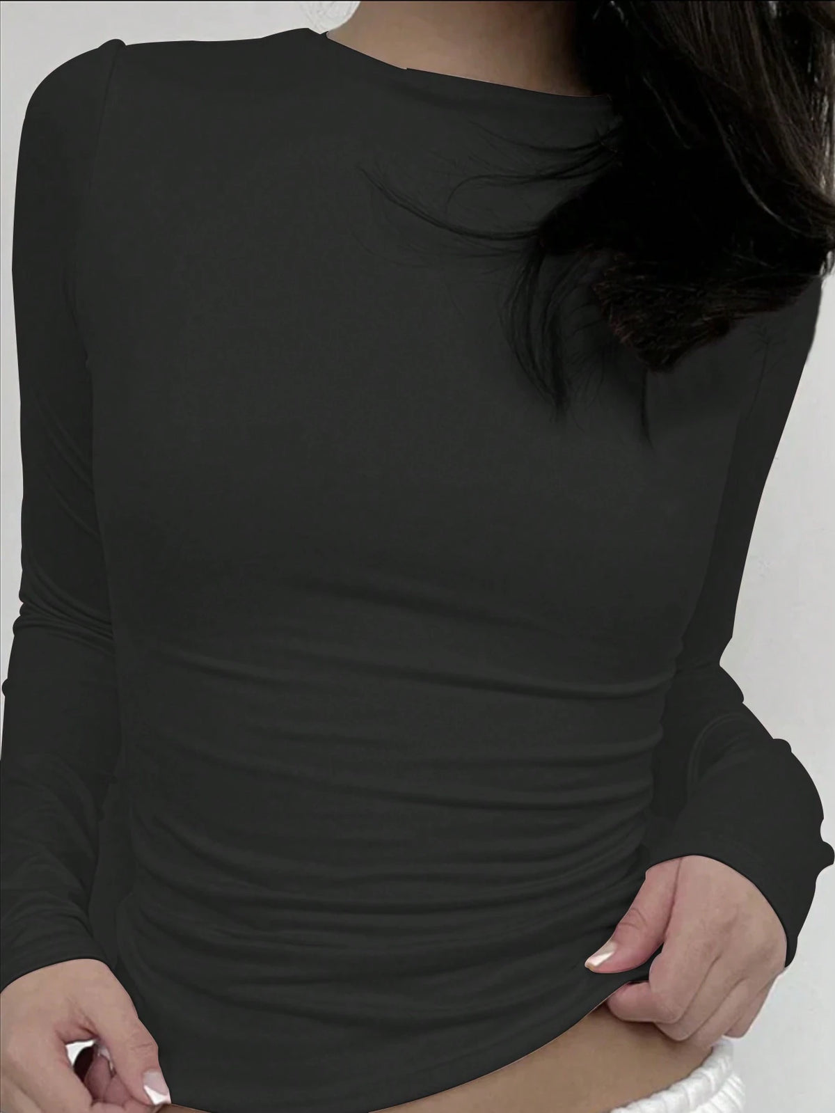 INAWLY Grey,Fall Winter,Casual,Everyday Simple Slim-Fitting Long-Sleeved Women Summer Style,Comfortable Versatile Daily Wear For School,Shopping &