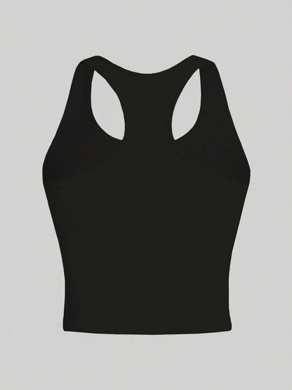 INAWLY Solva Casual Fashionable Summer Solid Color Slim Fit Women Tank Tops Everyday Black
