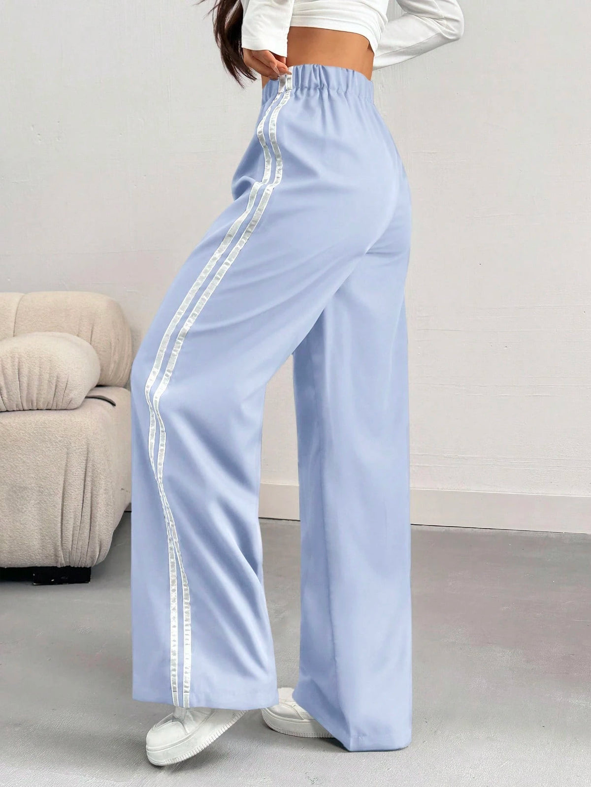 INAWLY Women's Casual Color Block Wide Leg Pants, Spring/Summer