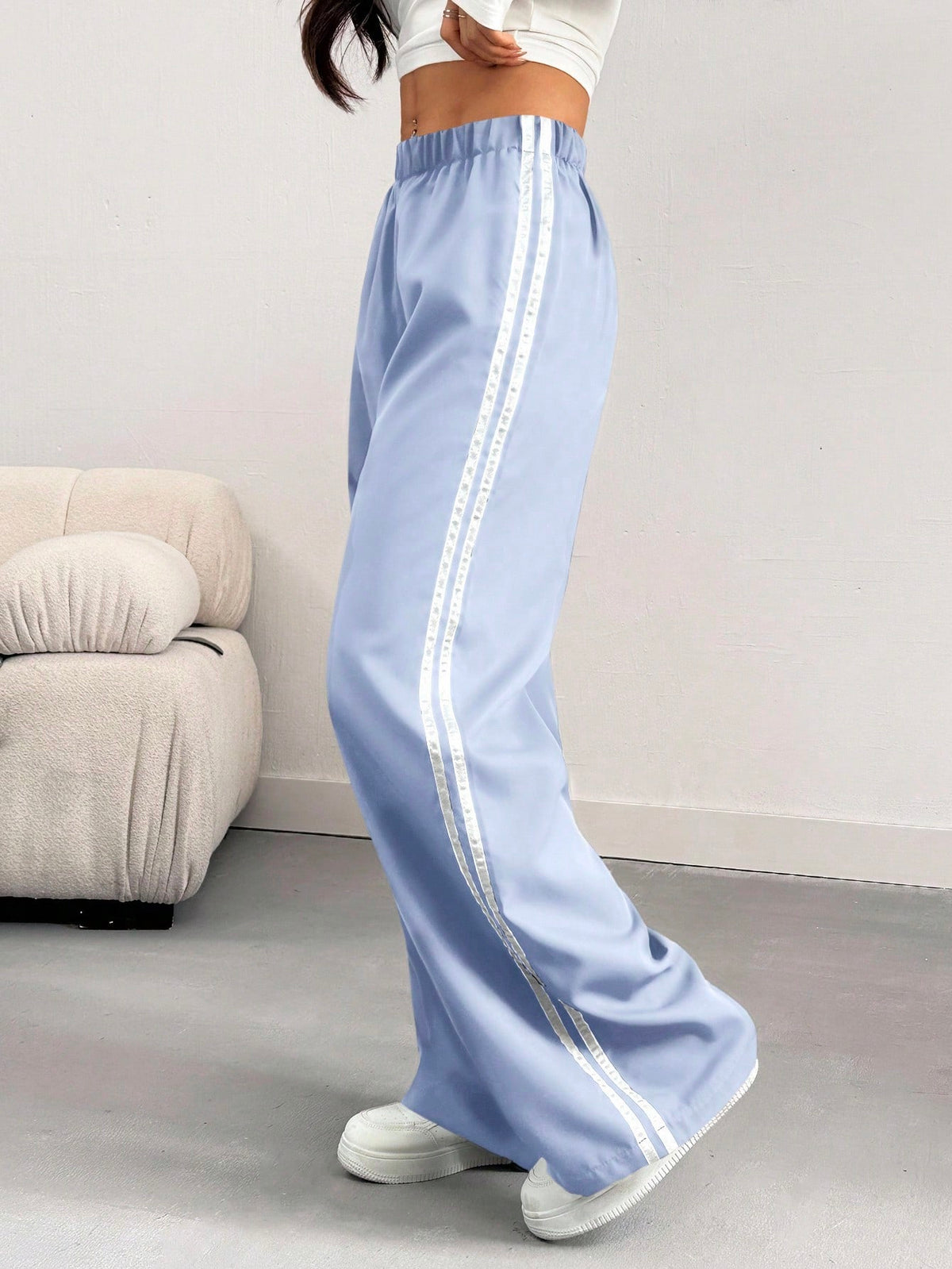INAWLY Women's Casual Color Block Wide Leg Pants, Spring/Summer