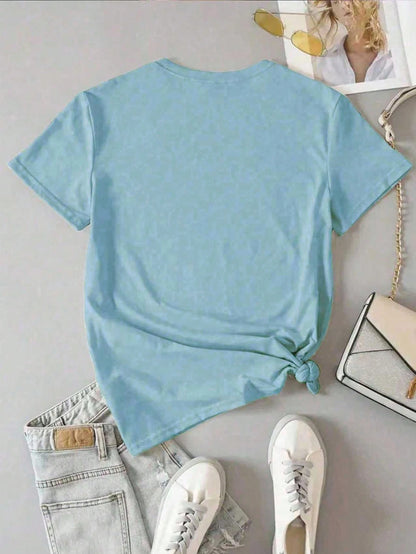 INAWLY Women's Shell Print Casual Round Neck Short Sleeve T-Shirt, Summer
