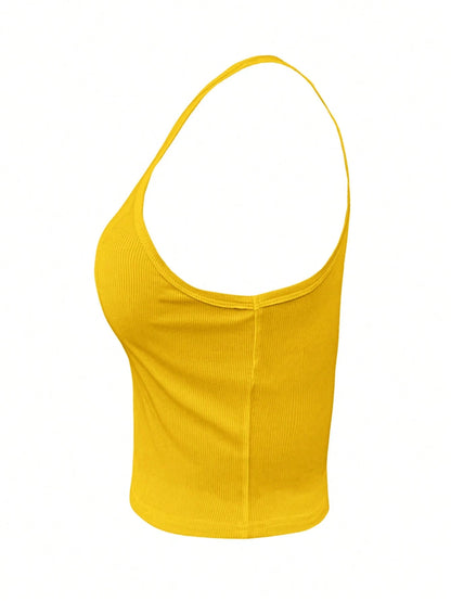 INAWLY Women's Solid Color Crew Neck Ribbed Casual Slim Fit Tank Top