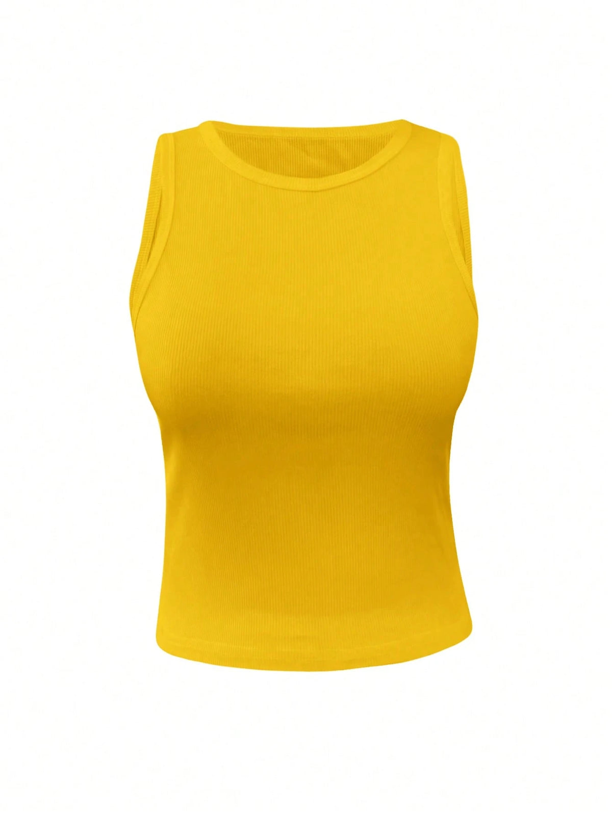 INAWLY Women's Solid Color Crew Neck Ribbed Casual Slim Fit Tank Top