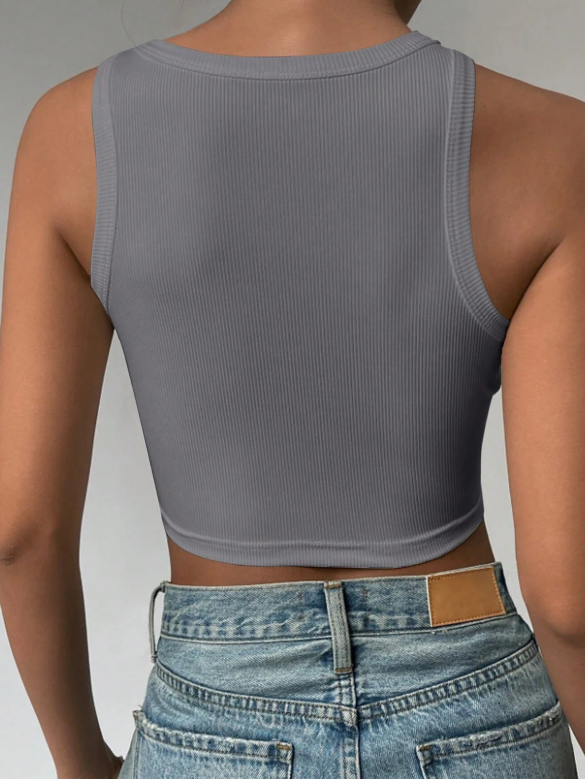 INAWLY Women's Solid Color Crew Neck Ribbed Casual Slim Fit Tank Top