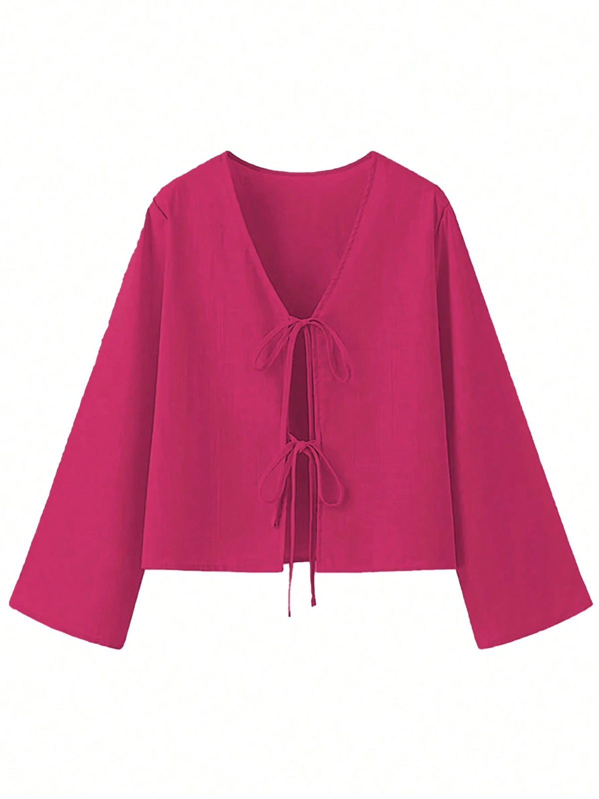 INAWLY Women's Solid Color Front Tie Long Sleeve Casual Blouse Women Shirt