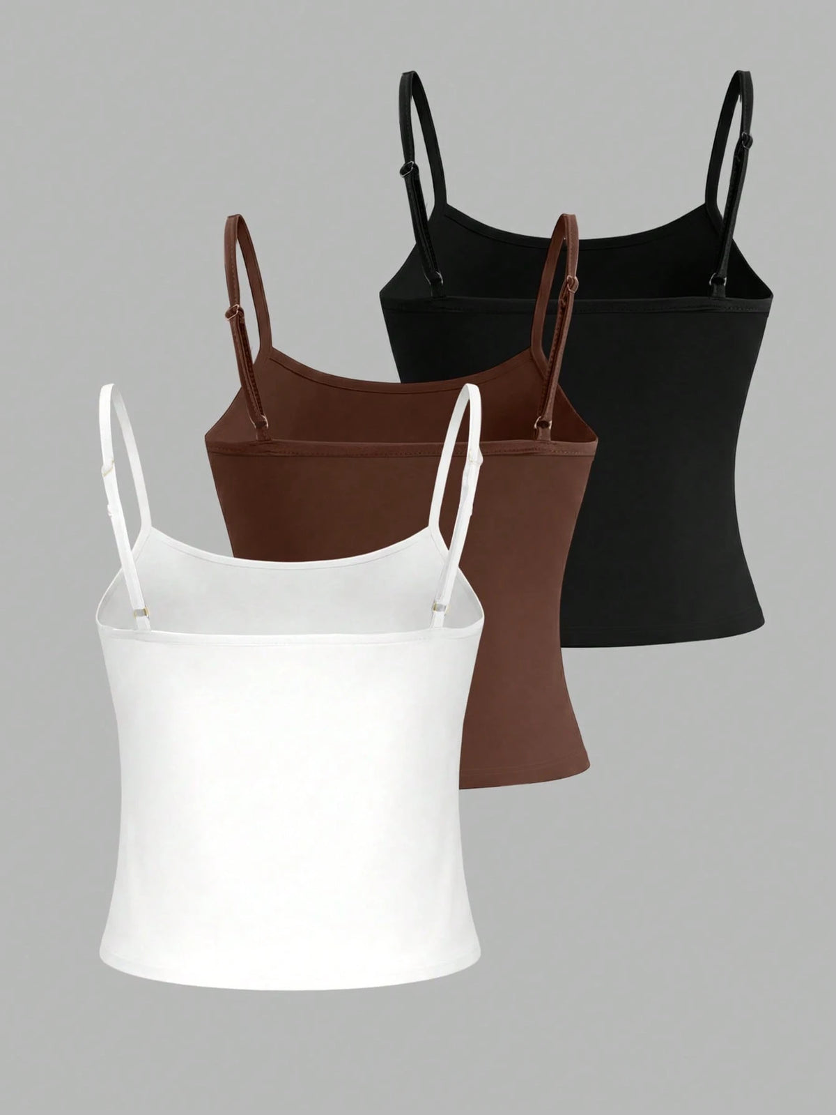 INAWLY Women's Solid Color Summer Casual Fashion Camisole Tank Top 3 PiecesSet