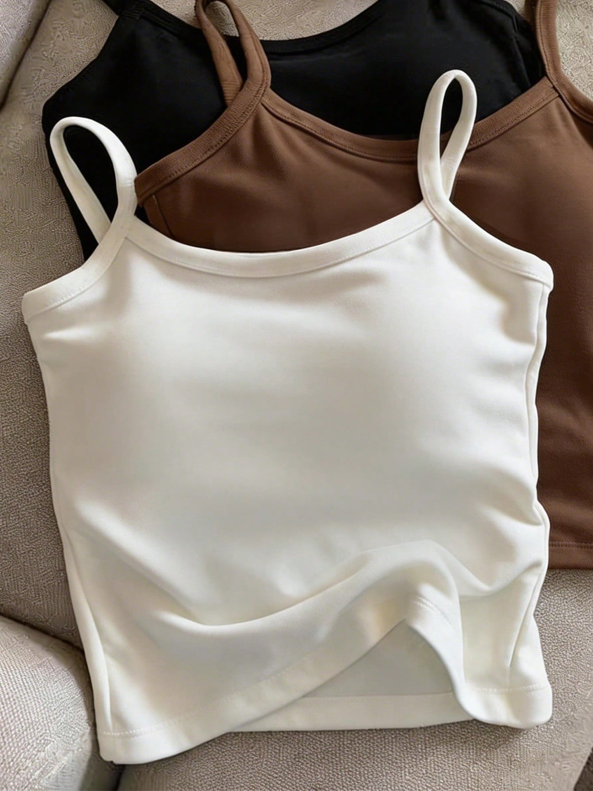 INAWLY Women's Solid Color Summer Casual Fashion Camisole Tank Top 3 PiecesSet