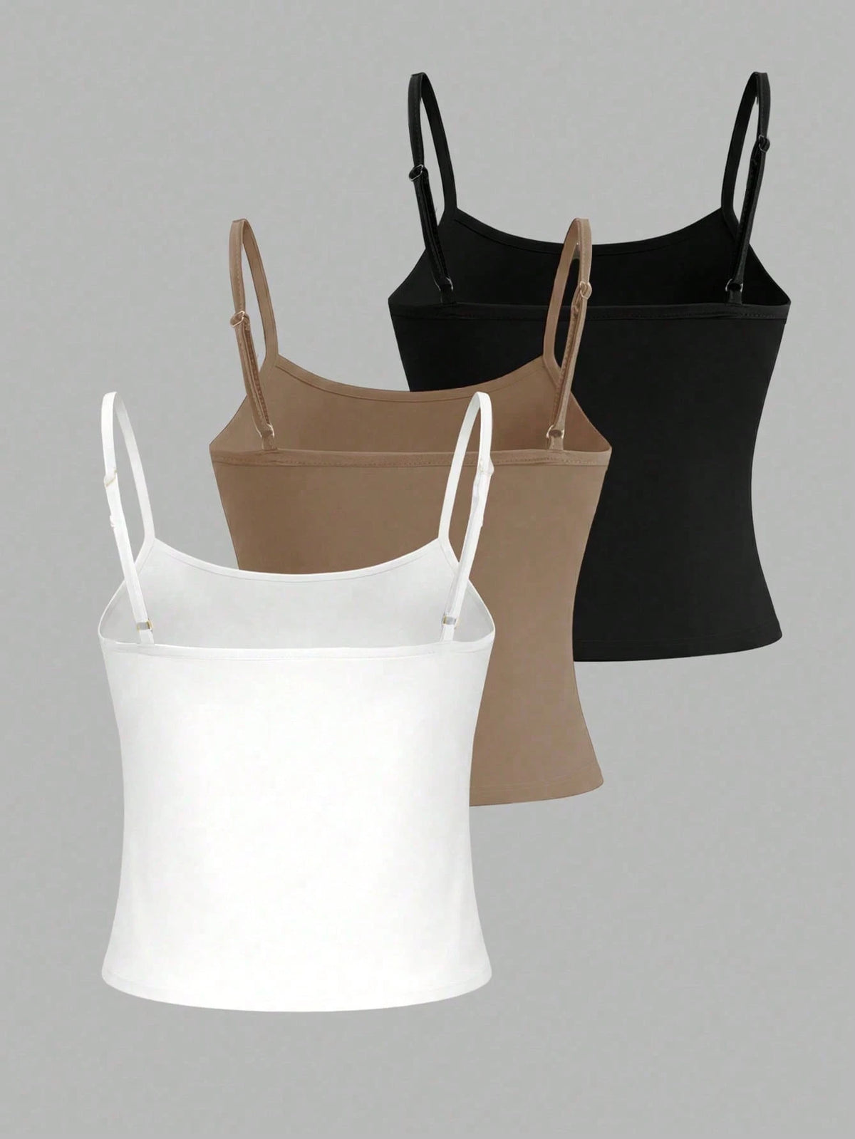 INAWLY Women's Solid Color Summer Casual Fashion Camisole Tank Top 3 PiecesSet