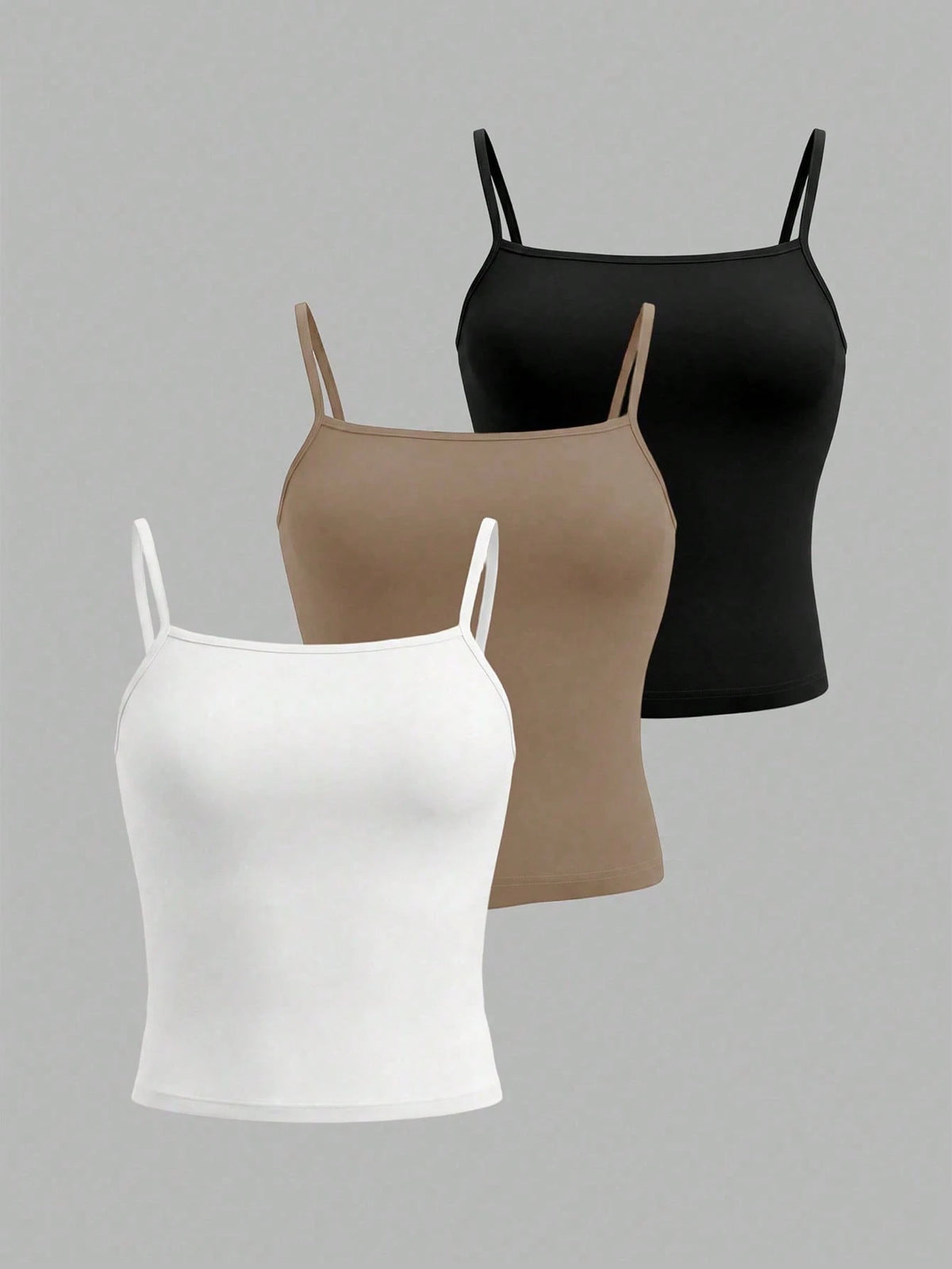 INAWLY Women's Solid Color Summer Casual Fashion Camisole Tank Top 3 PiecesSet