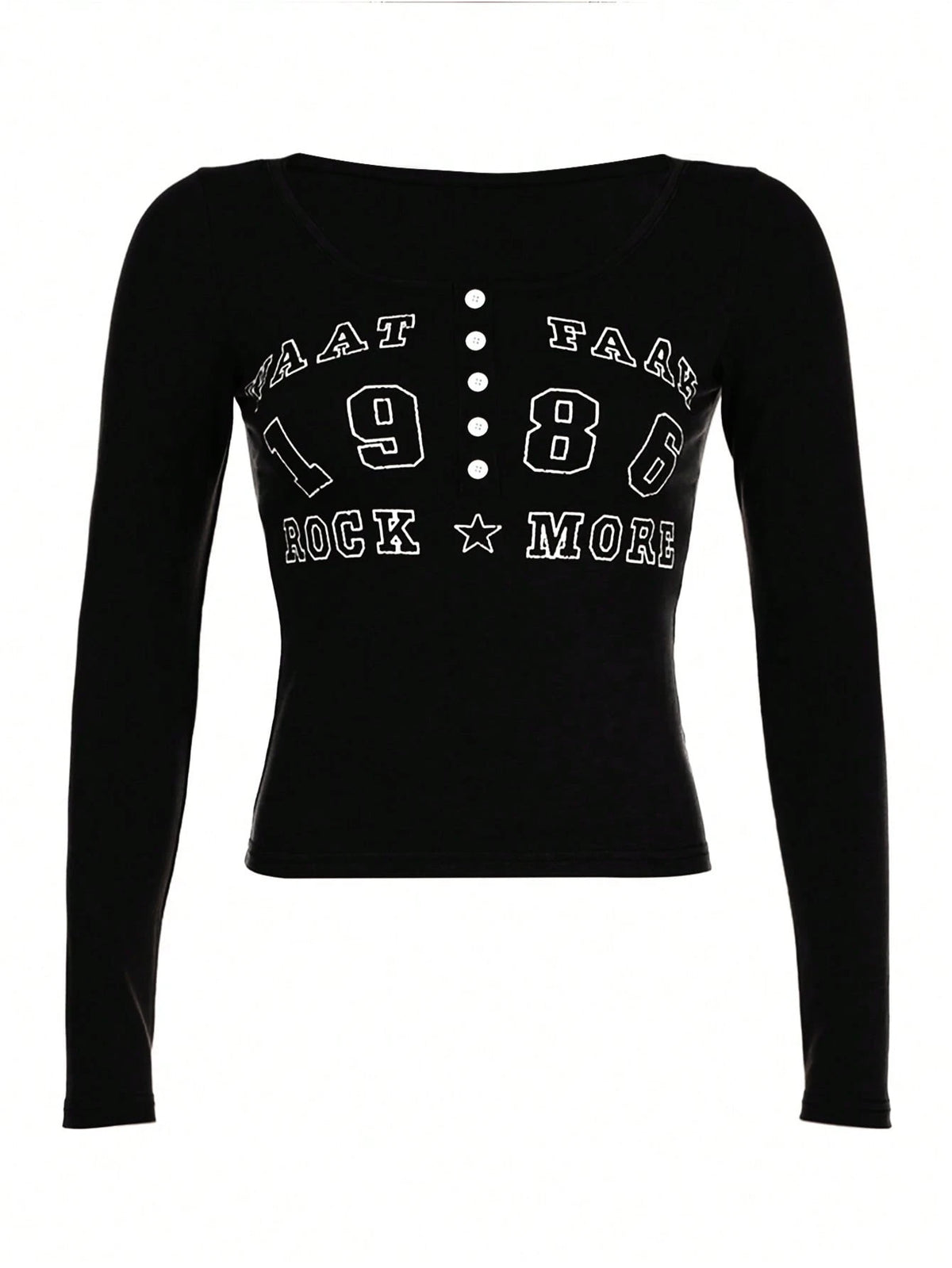 INAWLY Women Spring/Summer Slim Fit Button Front Long Sleeve T-Shirt With Letter Print Graphic Tees Women Tops For Spring Fall For Women