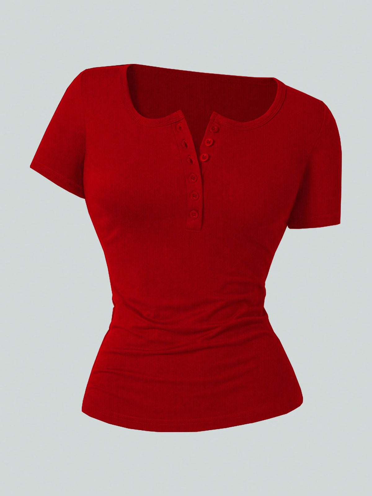 INAWLY Women Summer Short Sleeve T-Shirt With Front Button And Scoop Neckline