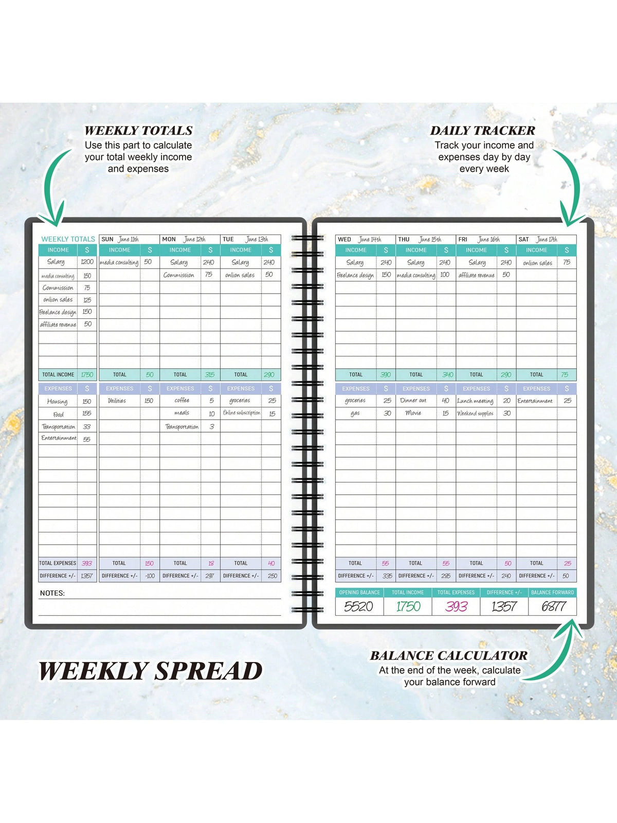 Income And Expense Tracker Notebook For Better Money Management- Bookkeeping Record Book- Income And Expense Log Book Small Business- Ledger Books For Bookkeeping Back To School School Supplies