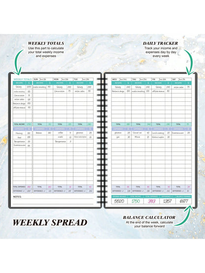 Income And Expense Tracker Notebook For Better Money Management- Bookkeeping Record Book- Income And Expense Log Book Small Business- Ledger Books For Bookkeeping Back To School School Supplies