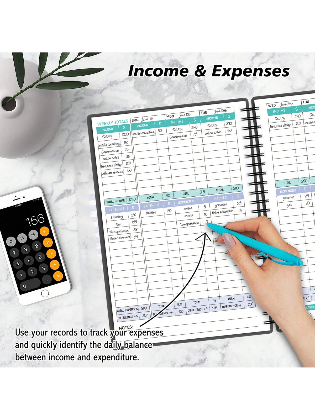 Income And Expense Tracker Notebook For Better Money Management- Bookkeeping Record Book- Income And Expense Log Book Small Business- Ledger Books For Bookkeeping Back To School School Supplies