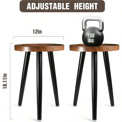Indoor Plant Stand,Wood Mid Century Plant Table In Walnut Finish,Tall Plant Stand For Flower Pot,Modern Round Small Side End Table With Raised Design (Walnut, 12"X18")