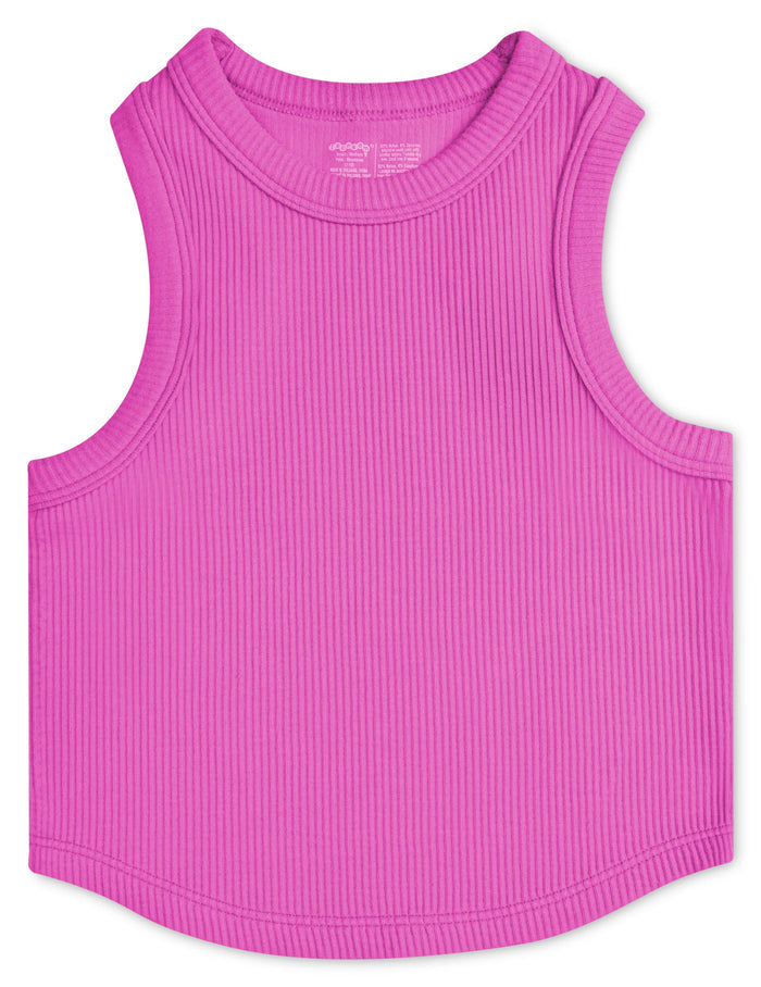 Iscream - Ribbed Cropped Racer Back Top - Pretty Pink (Final Sale)