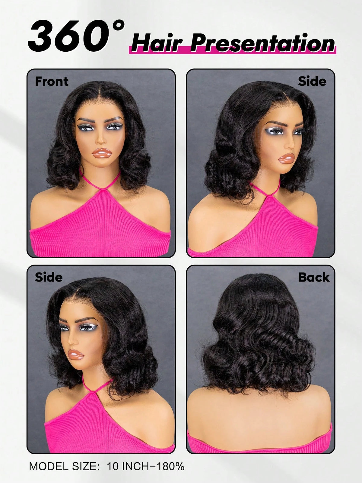 ISEE HAIR Wear Go Ocean Wave Wig Pre-Cut Lace Glueless Wigs Natural Color Pre-Plucked Hairline 9*6 Transparent Lace 180% Density 8-16 Bob Inch Upgrade Wig Friendly Use For Beginners