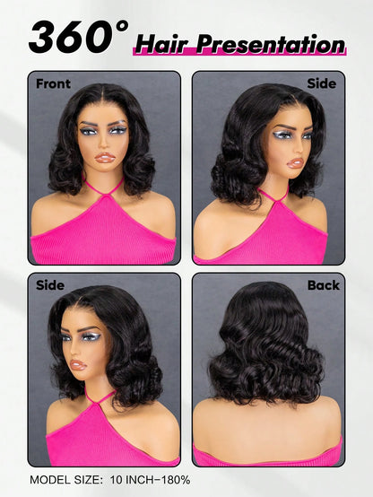 ISEE HAIR Wear Go Ocean Wave Wig Pre-Cut Lace Glueless Wigs Natural Color Pre-Plucked Hairline 9*6 Transparent Lace 180% Density 8-16 Bob Inch Upgrade Wig Friendly Use For Beginners