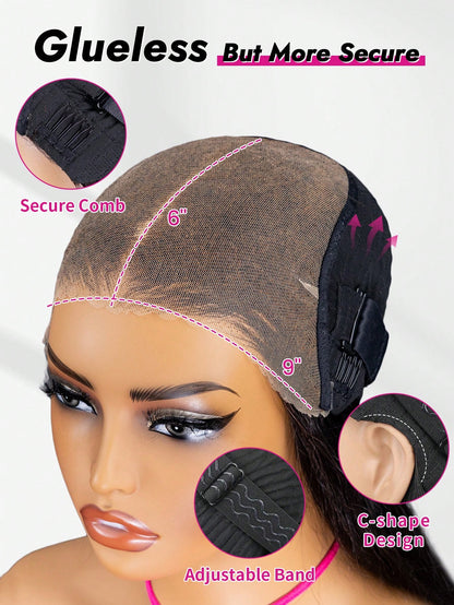 ISEE HAIR Wear Go Ocean Wave Wig Pre-Cut Lace Glueless Wigs Natural Color Pre-Plucked Hairline 9*6 Transparent Lace 180% Density 8-16 Bob Inch Upgrade Wig Friendly Use For Beginners