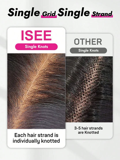 ISEE HAIR Wear Go Ocean Wave Wig Pre-Cut Lace Glueless Wigs Natural Color Pre-Plucked Hairline 9*6 Transparent Lace 180% Density 8-16 Bob Inch Upgrade Wig Friendly Use For Beginners