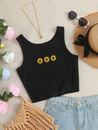 IslaSuriya Daisy Embroidered Women's Round Neck Camisole