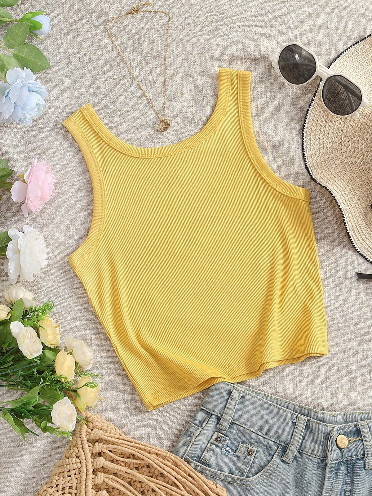 IslaSuriya Daisy Embroidered Women's Round Neck Camisole