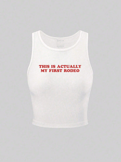 IslaSuriya Women Summer Casual Slogan Print Tank Top
