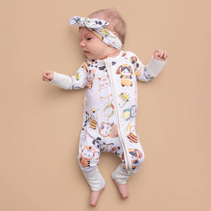 Jammie Session Bamboo Romper - Meowster of Disguise
