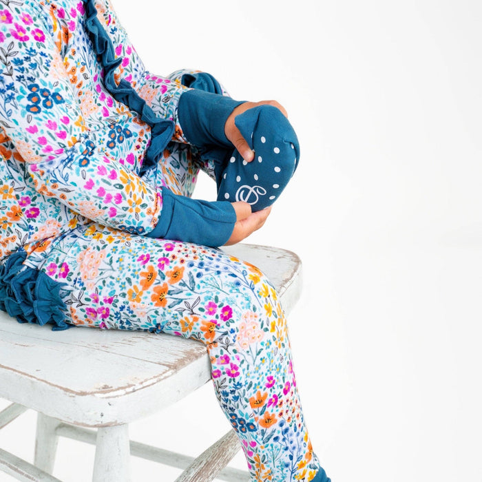 Jammie Session Bamboo Ruffle Romper - Whispering Wildflowers