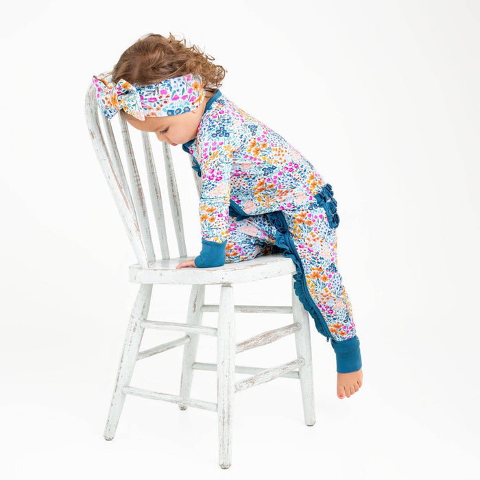 Jammie Session Bamboo Ruffle Romper - Whispering Wildflowers