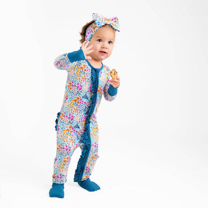 Jammie Session Bamboo Ruffle Romper - Whispering Wildflowers