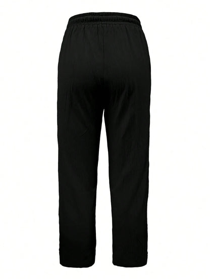 Jisfaneya Women's Solid-Color Drawstring Waist Casual Pants With Pockets